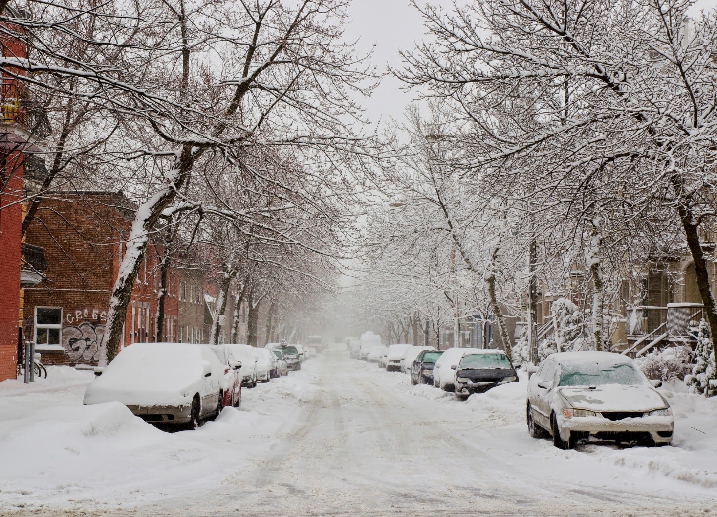 Tempête de neige à Montréal.